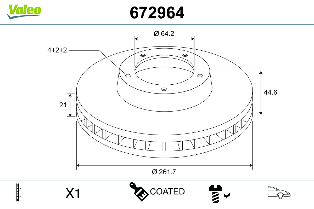 VALEO 672964 Bromsskiva